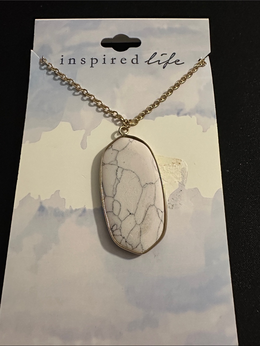 Inspire White Howlite Pendant Necklace with Gold Chain
#12